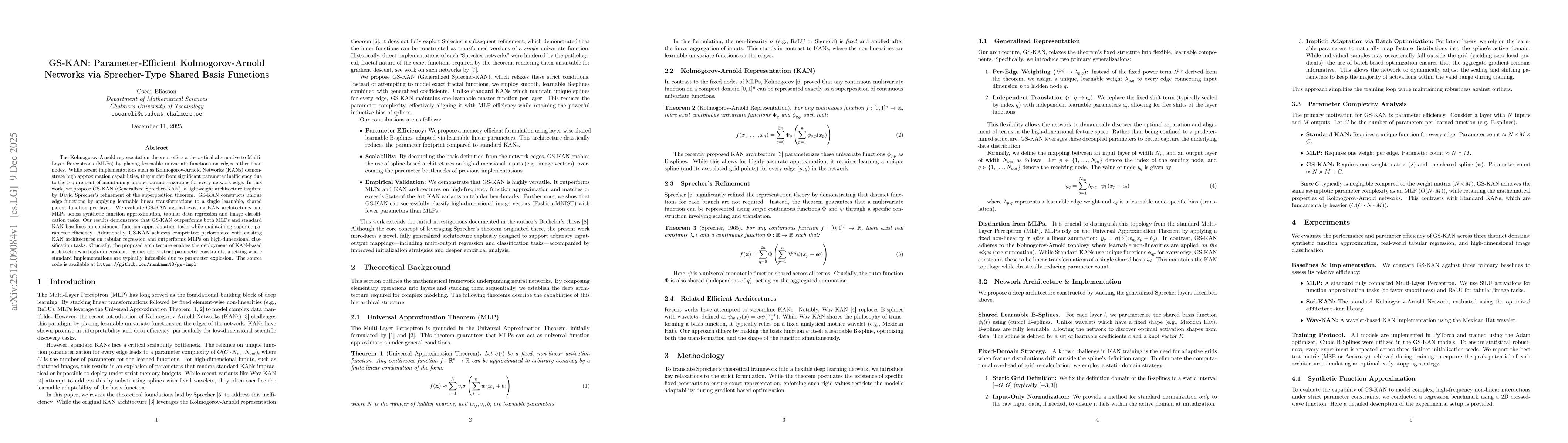 Thumbnail for GS-KAN: Parameter-Efficient Kolmogorov-Arnold Networks via Sprecher-Type Shared Basis Functions