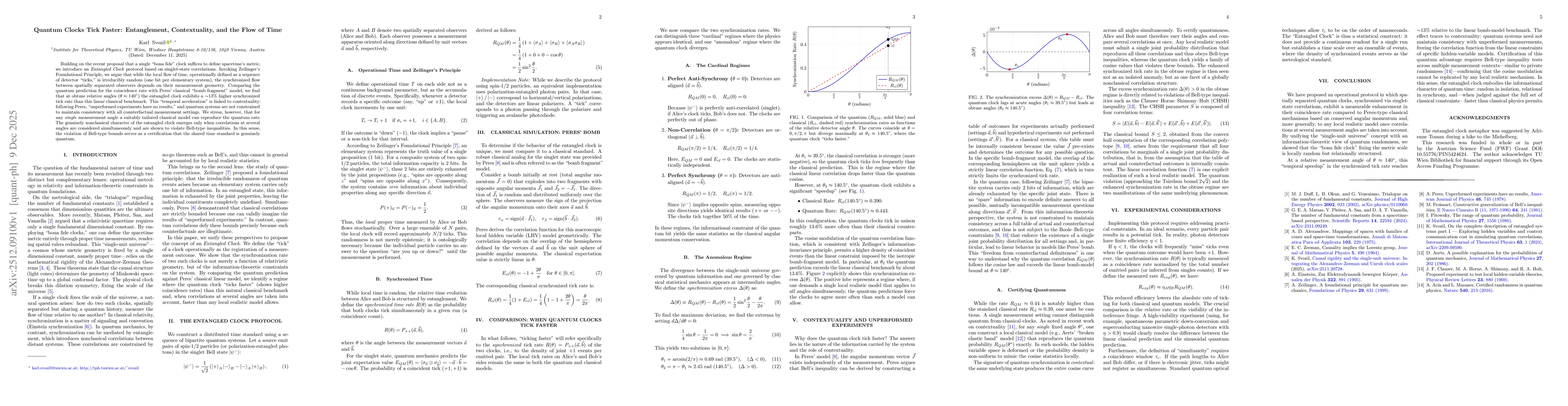 Thumbnail for Quantum Clocks Tick Faster: Entanglement, Contextuality, and the Flow of Time