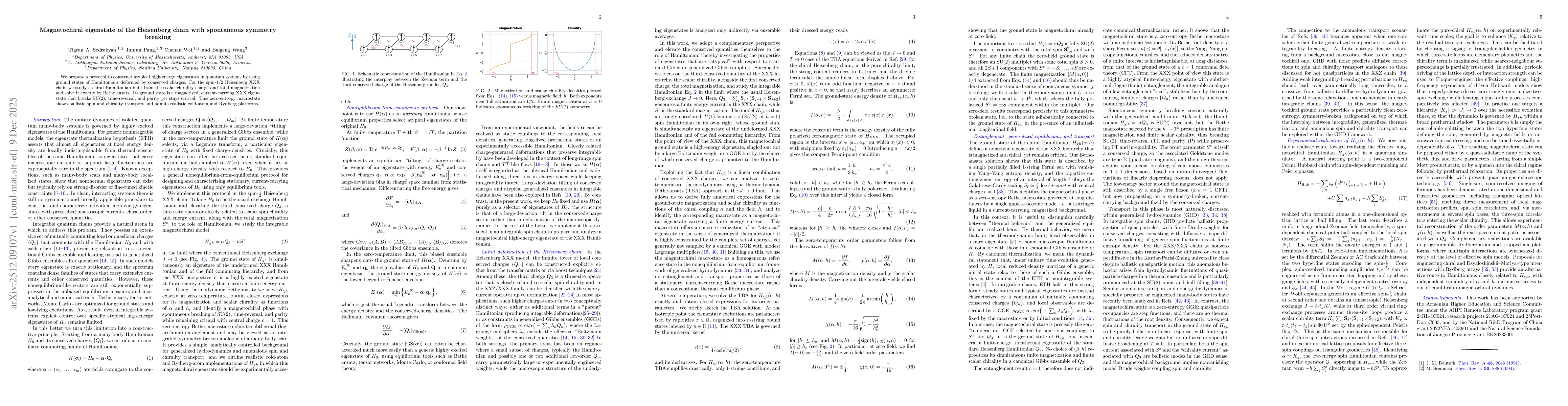 Thumbnail for Magnetochiral eigenstate of the Heisenberg chain with spontaneous symmetry breaking