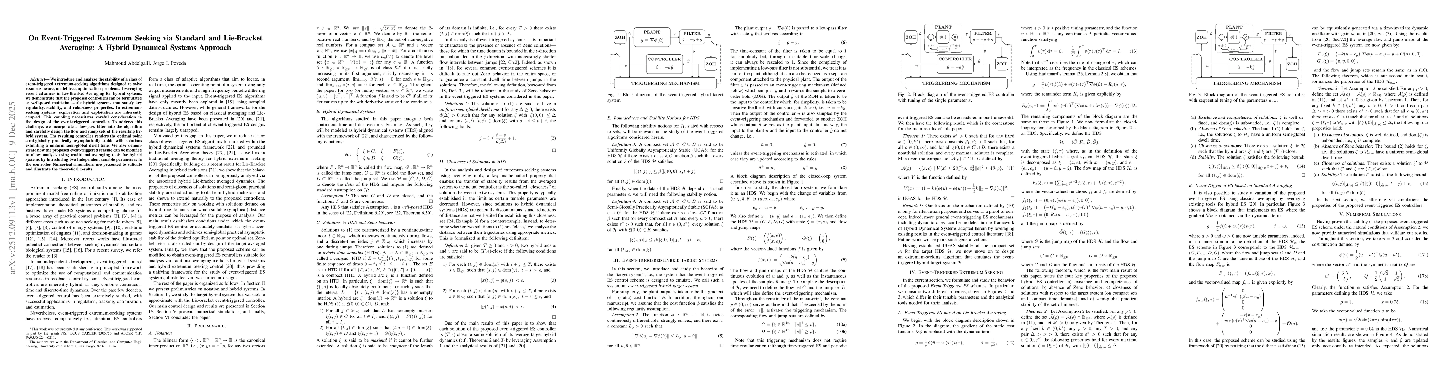 Thumbnail for On Event-Triggered Extremum Seeking via Standard and Lie-Bracket Averaging: A Hybrid Dynamical Systems Approach