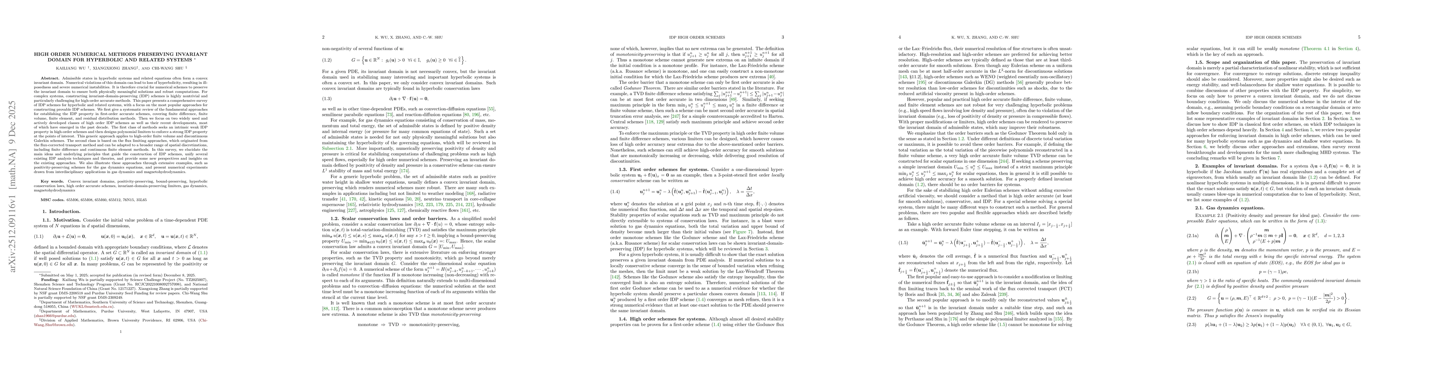Thumbnail for High Order Numerical Methods Preserving Invariant Domain for Hyperbolic and Related Systems