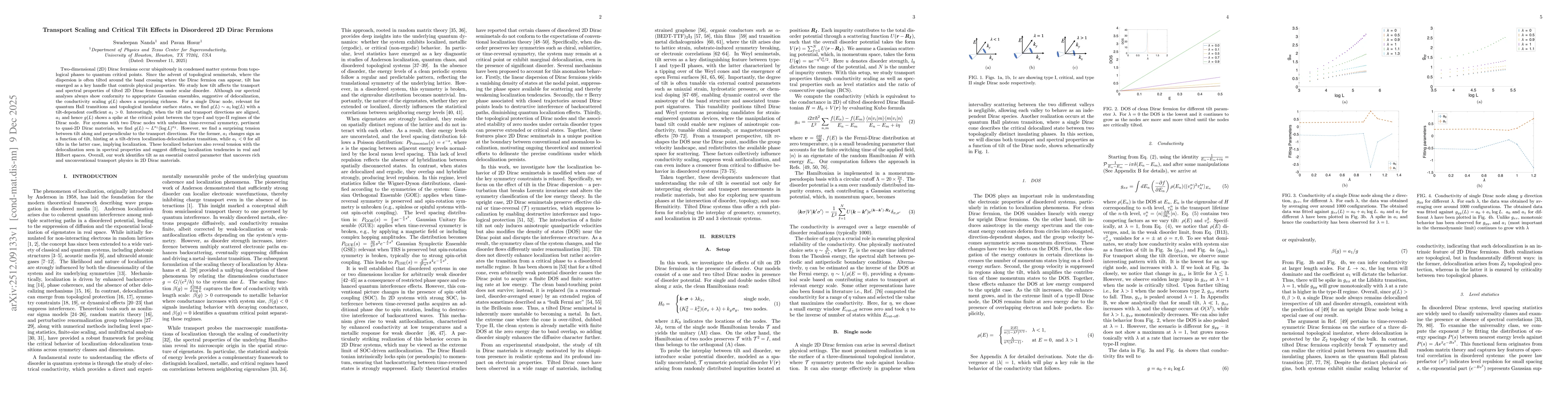 Thumbnail for Transport Scaling and Critical Tilt Effects in Disordered 2D Dirac Fermions
