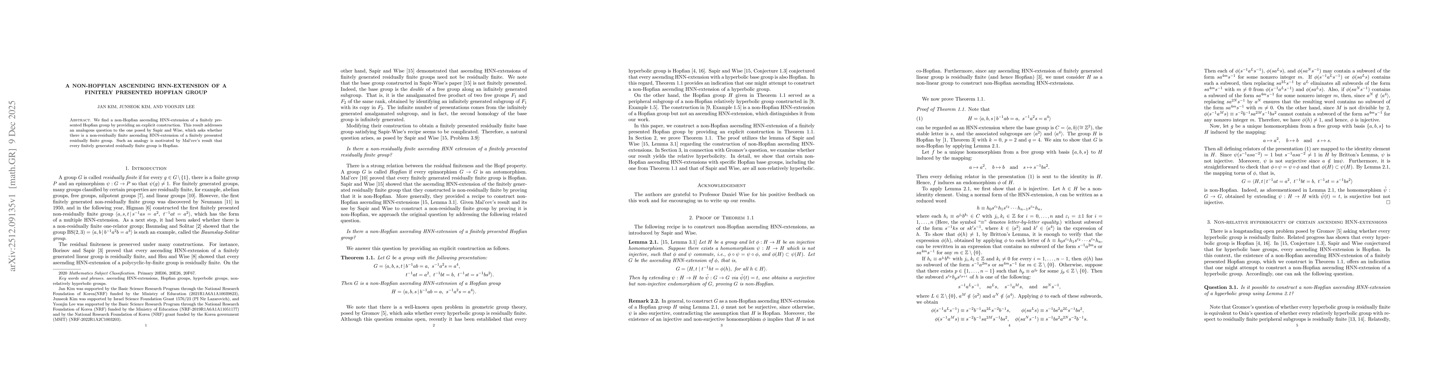 Thumbnail for A non-Hopfian ascending HNN-extension of a finitely presented Hopfian group