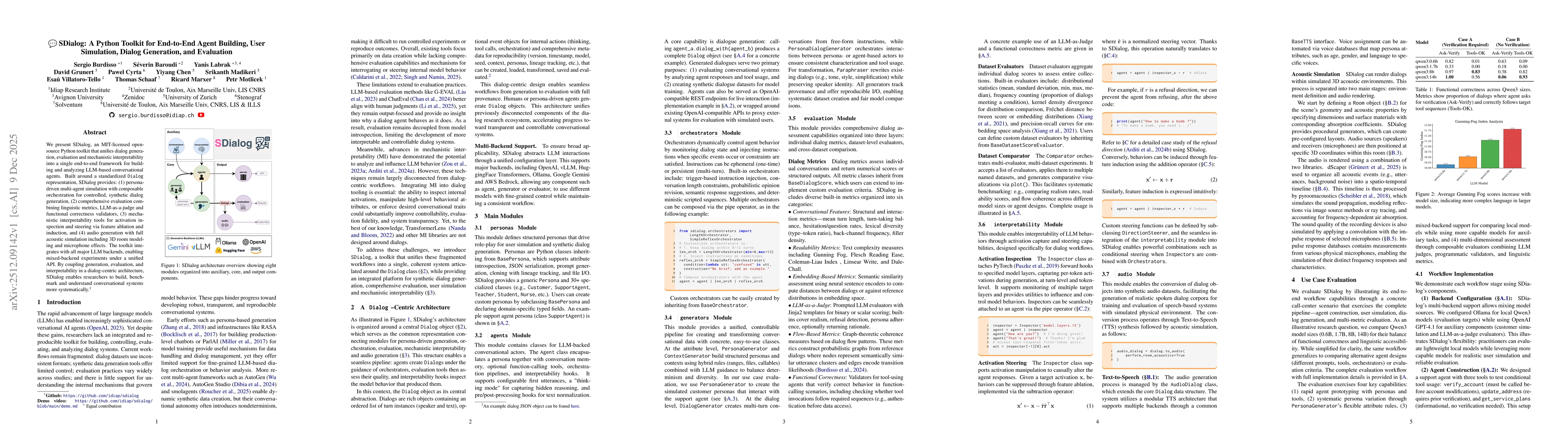 Thumbnail for SDialog: A Python Toolkit for End-to-End Agent Building, User Simulation, Dialog Generation, and Evaluation