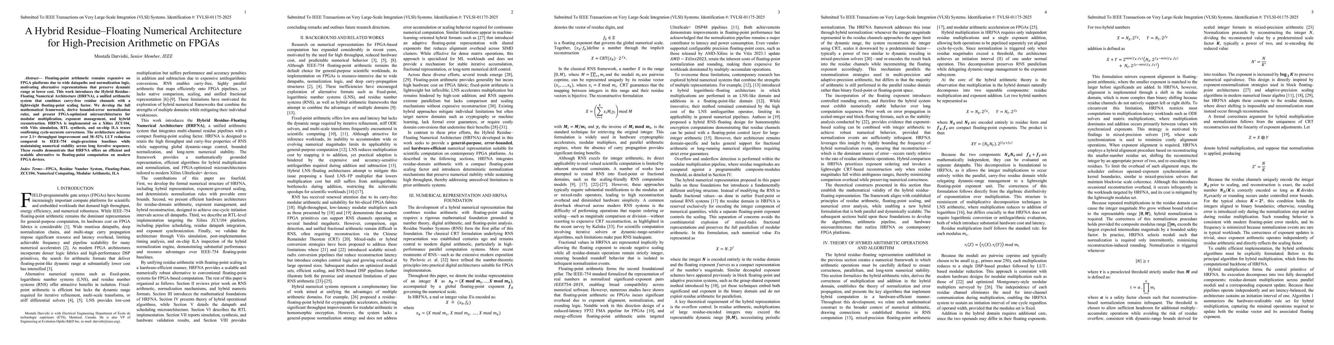 Thumbnail for A Hybrid Residue Floating Numerical Architecture for High Precision Arithmetic on FPGAs