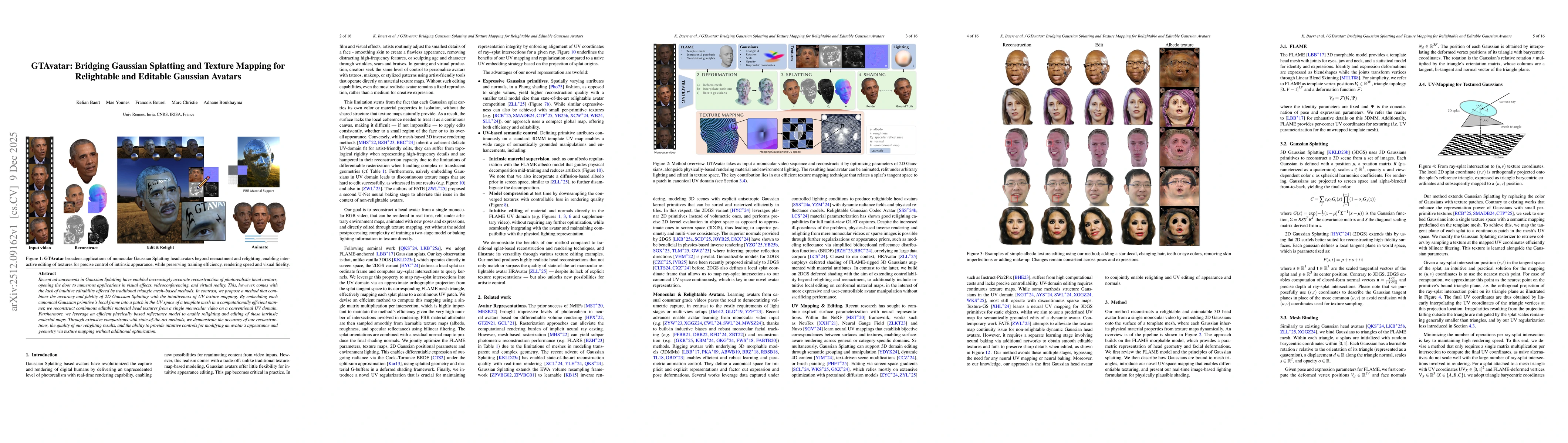 Thumbnail for GTAvatar: Bridging Gaussian Splatting and Texture Mapping for Relightable and Editable Gaussian Avatars