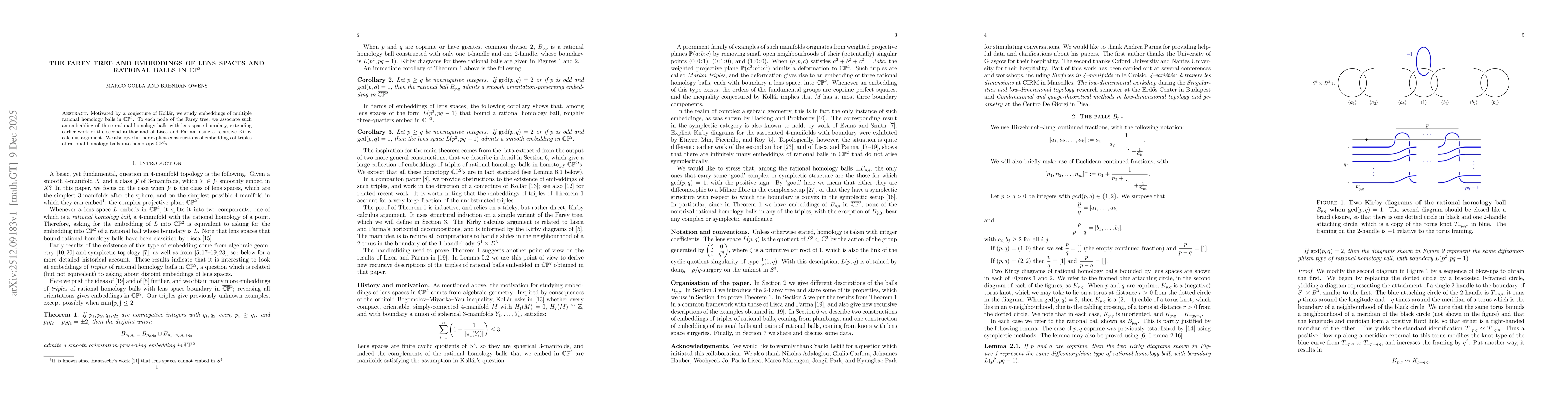 Thumbnail for The Farey tree and embeddings of lens spaces and rational balls in $\mathbb{CP}^2$