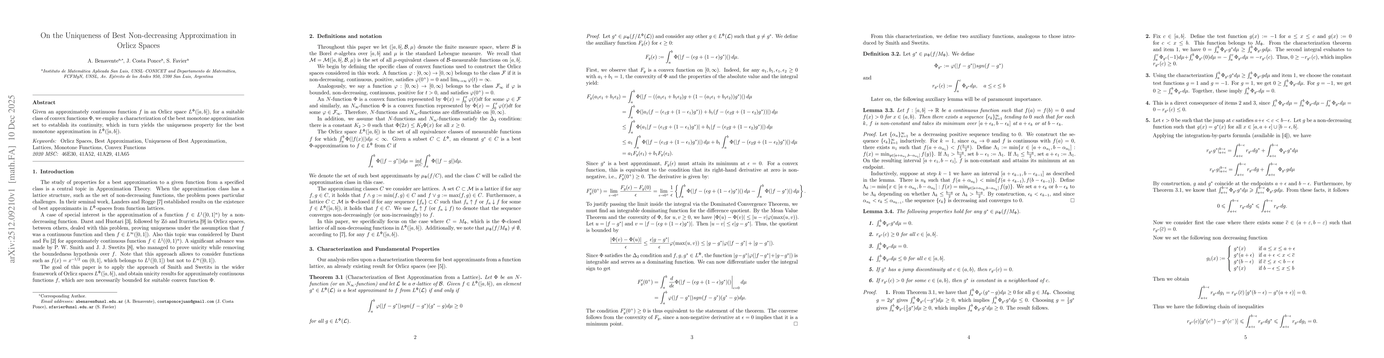 Thumbnail for On the Uniqueness of Best Non-decreasing Approximation in Orlicz Spaces