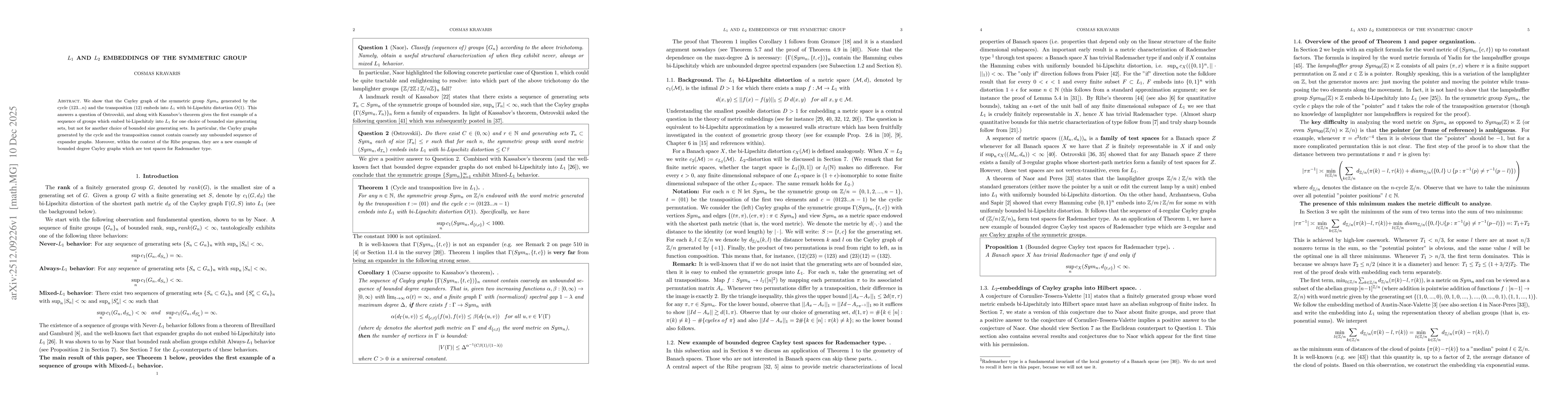Thumbnail for $L_1$ and $L_2$ embeddings of the symmetric group