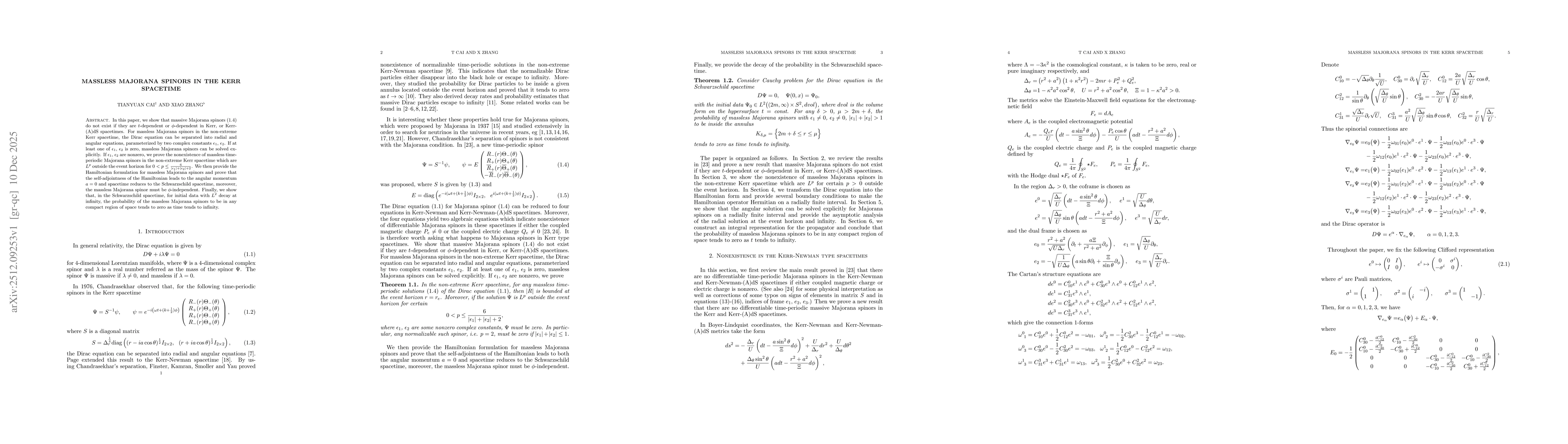 Thumbnail for Massless Majorana spinors in the Kerr spacetime