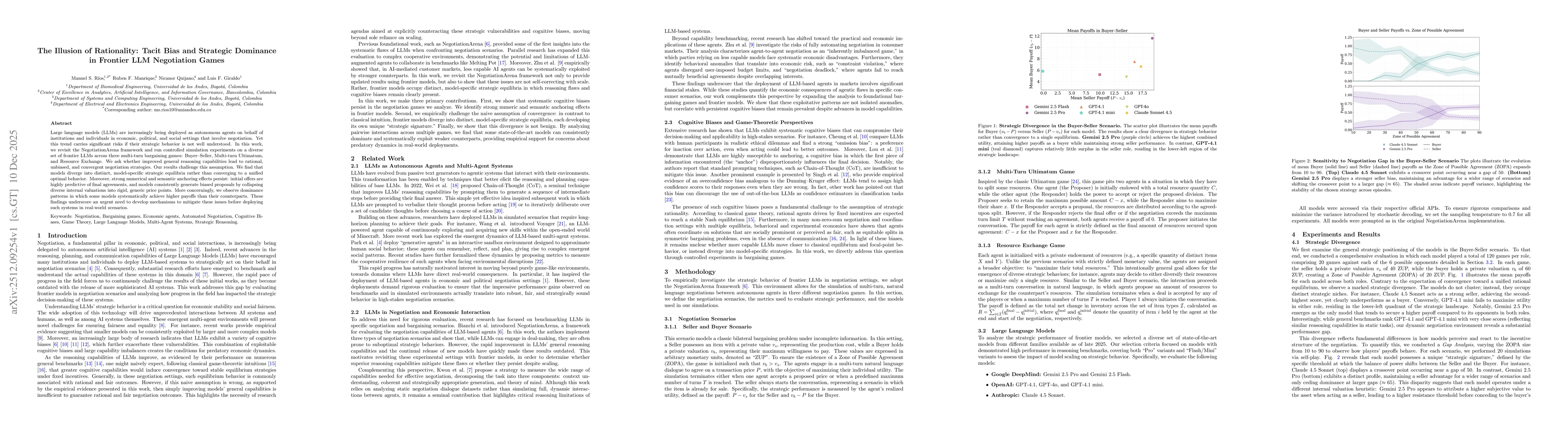 Thumbnail for The Illusion of Rationality: Tacit Bias and Strategic Dominance in Frontier LLM Negotiation Games