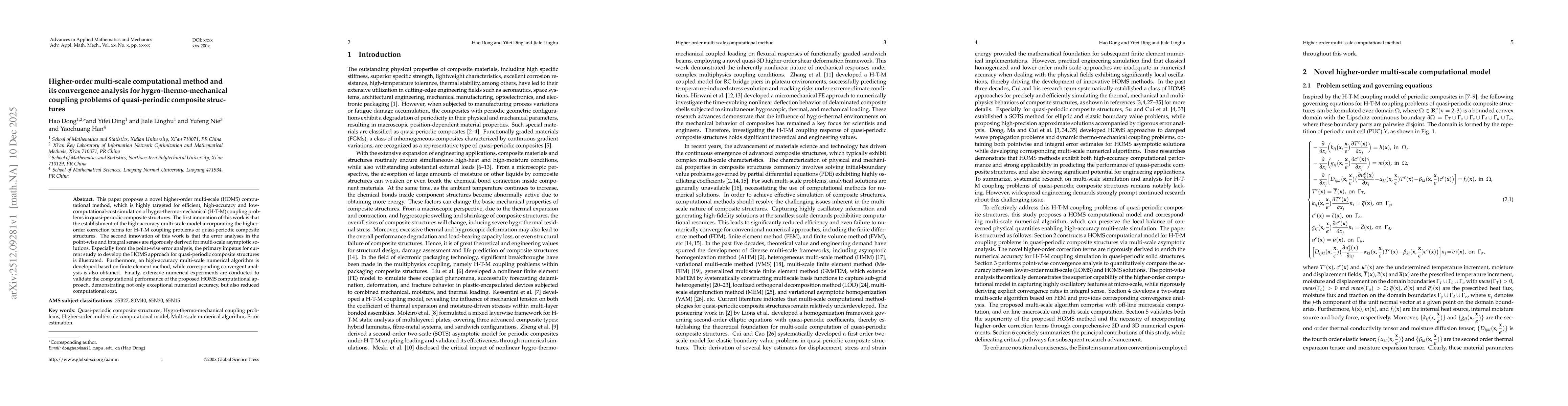 Thumbnail for Higher-order multi-scale computational method and its convergence analysis for hygro-thermo-mechanical coupling problems of quasi-periodic composite structures