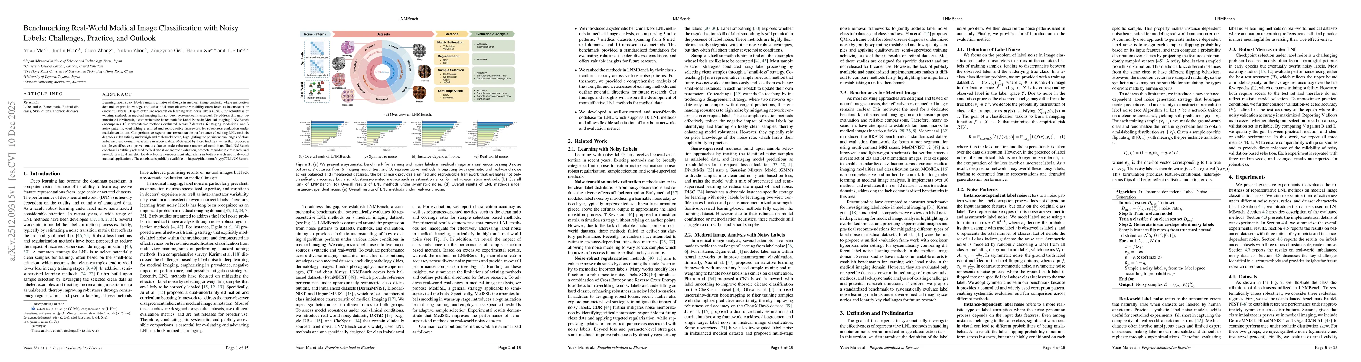 Thumbnail for Benchmarking Real-World Medical Image Classification with Noisy Labels: Challenges, Practice, and Outlook