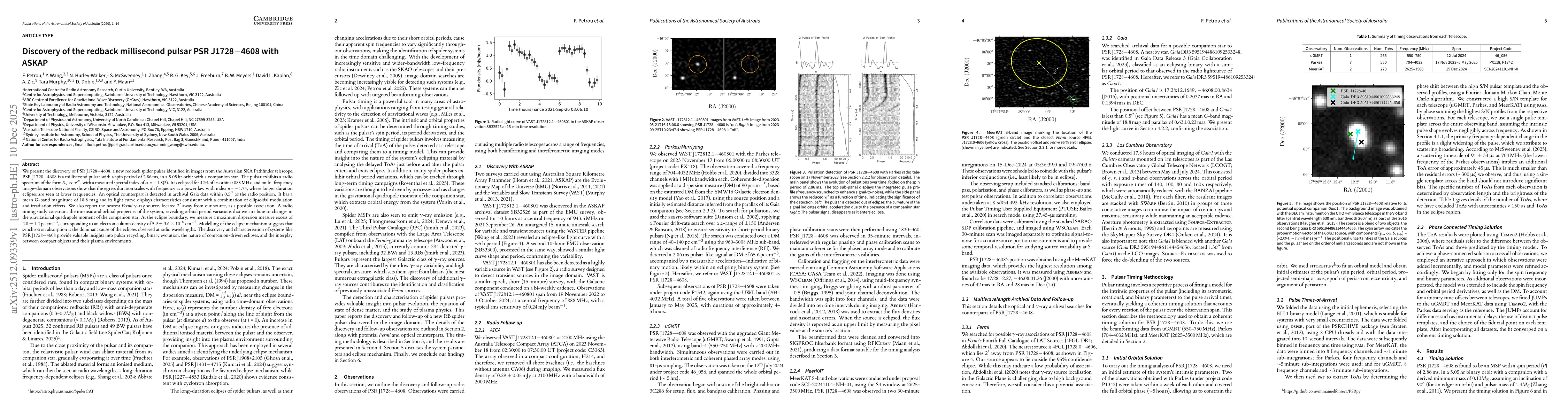 Thumbnail for Discovery of the redback millisecond pulsar PSR J1728-4608 with ASKAP