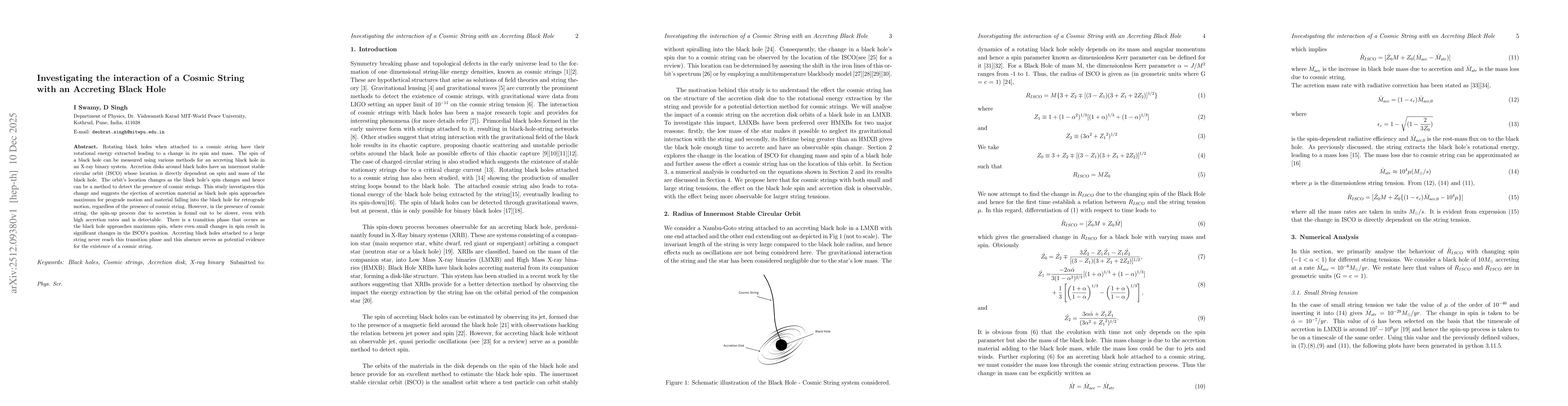 Thumbnail for Investigating the interaction of a Cosmic String with an Accreting Black Hole