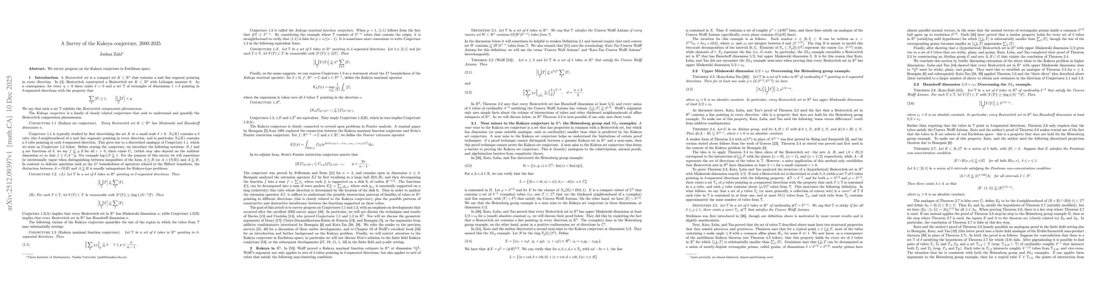 Thumbnail for A Survey of the Kakeya conjecture, 2000-2025