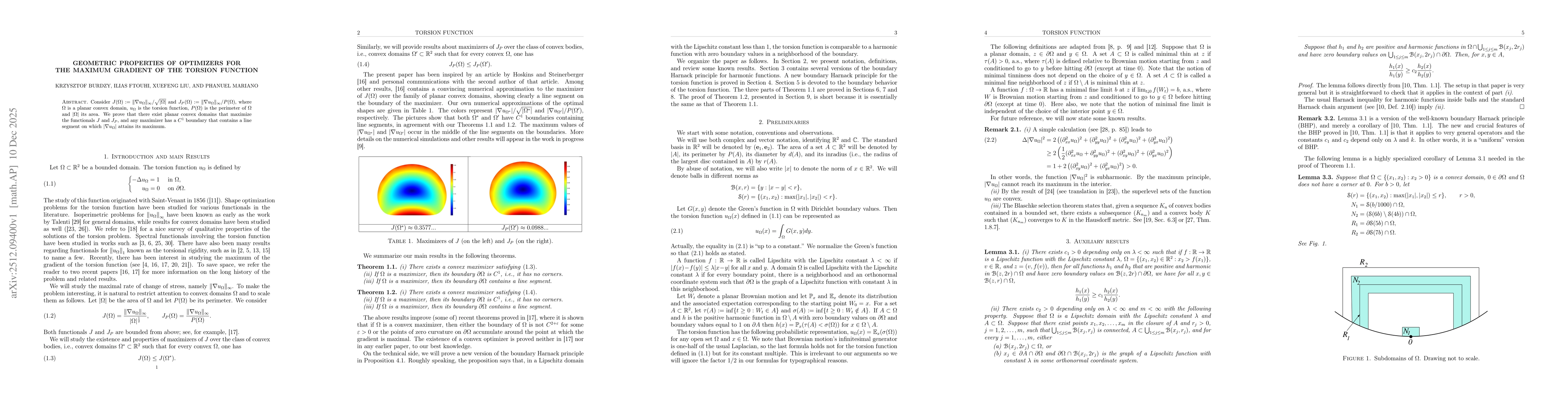 Thumbnail for Geometric properties of optimizers for the maximum gradient of the torsion function