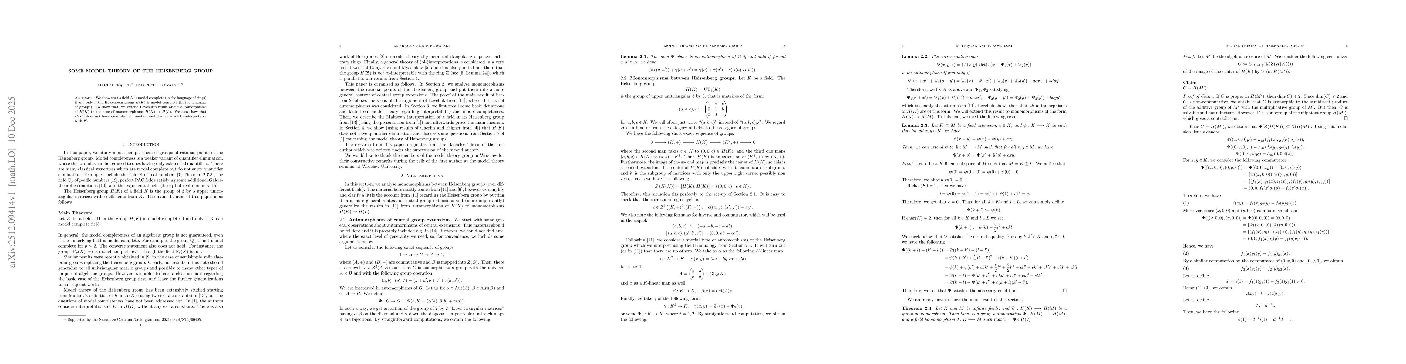 Thumbnail for Some model theory of the Heisenberg group