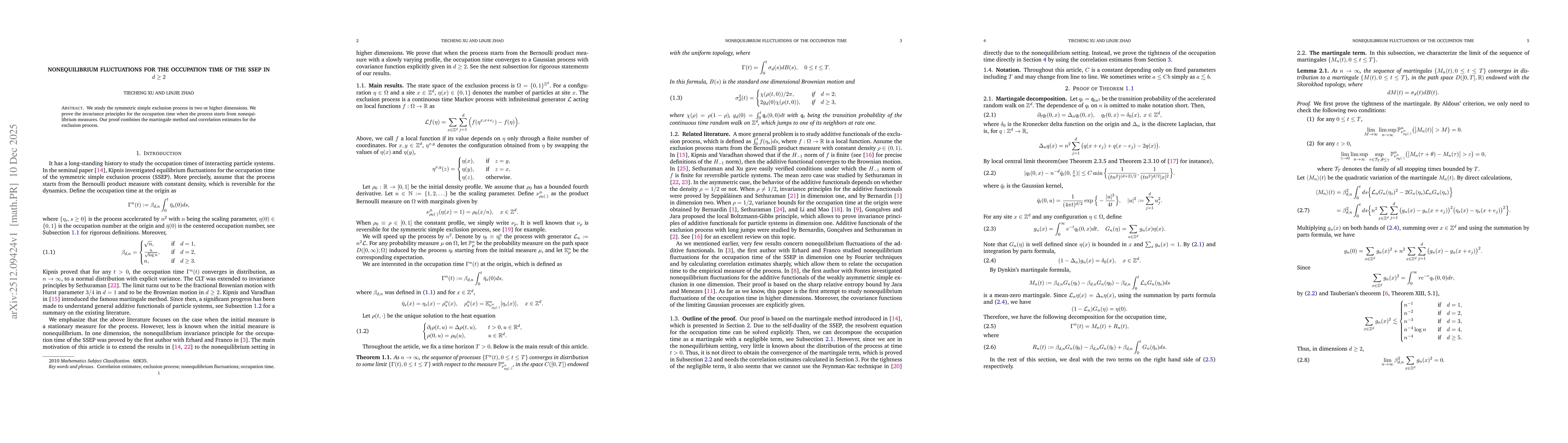 Thumbnail for Nonequilibrium fluctuations for the occupation time of the SSEP in $d \geq 2$