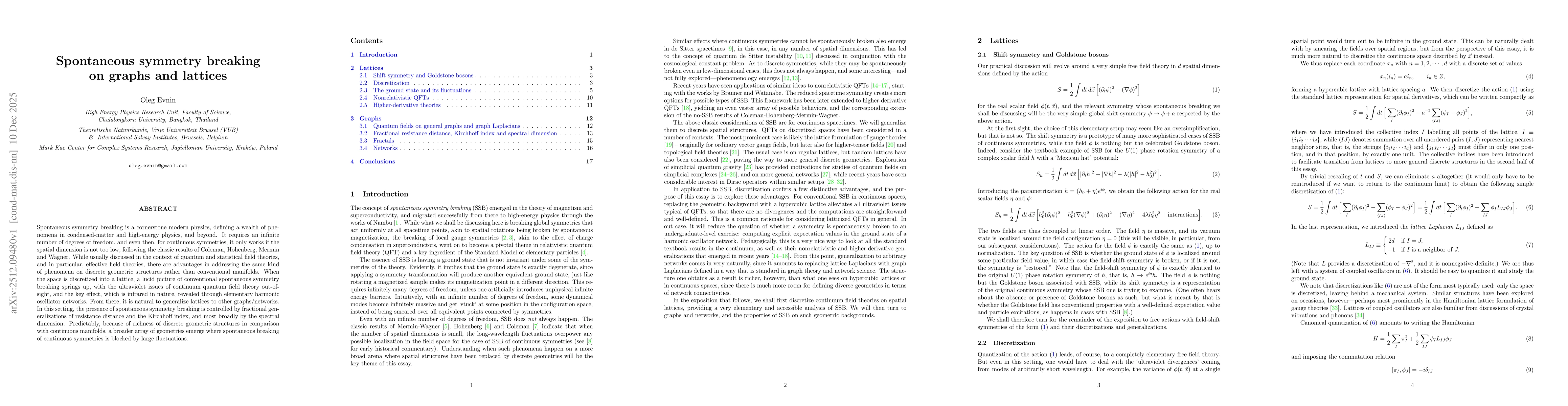Thumbnail for Spontaneous symmetry breaking on graphs and lattices