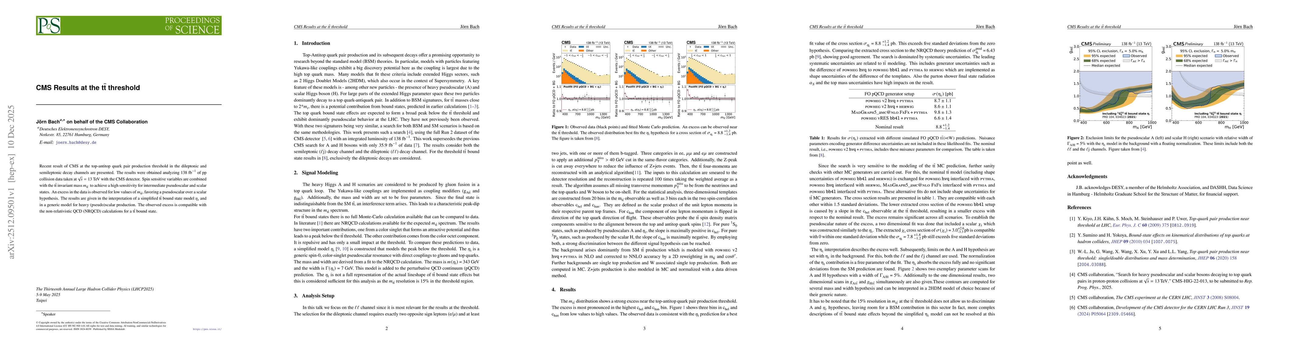 Thumbnail for CMS Results at the t$\bar{\text{t}}$ threshold