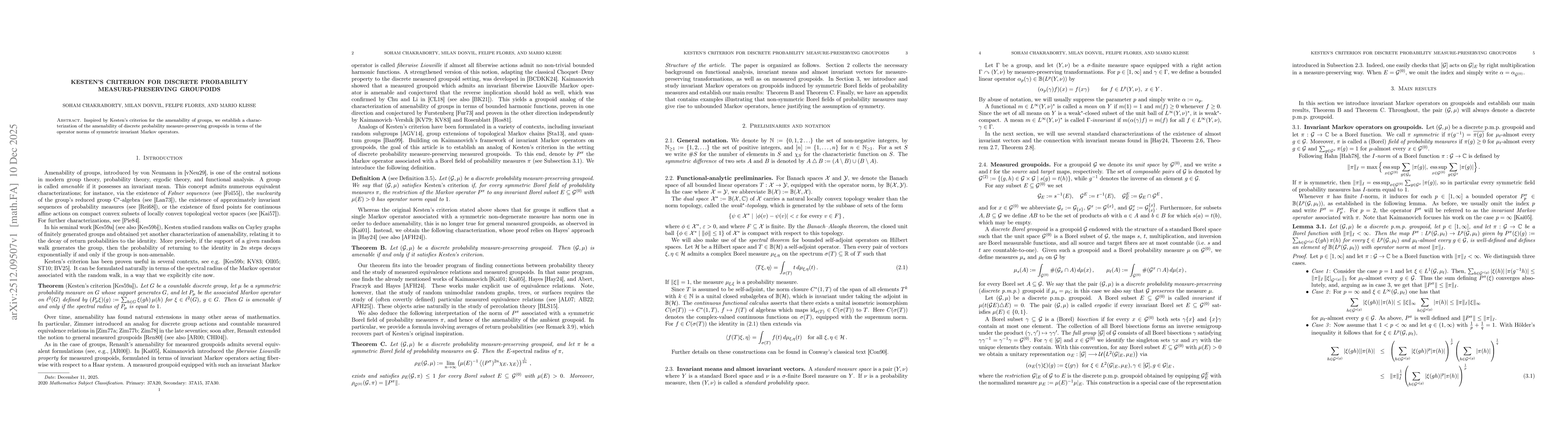 Thumbnail for Kesten's criterion for discrete probability measure-preserving groupoids