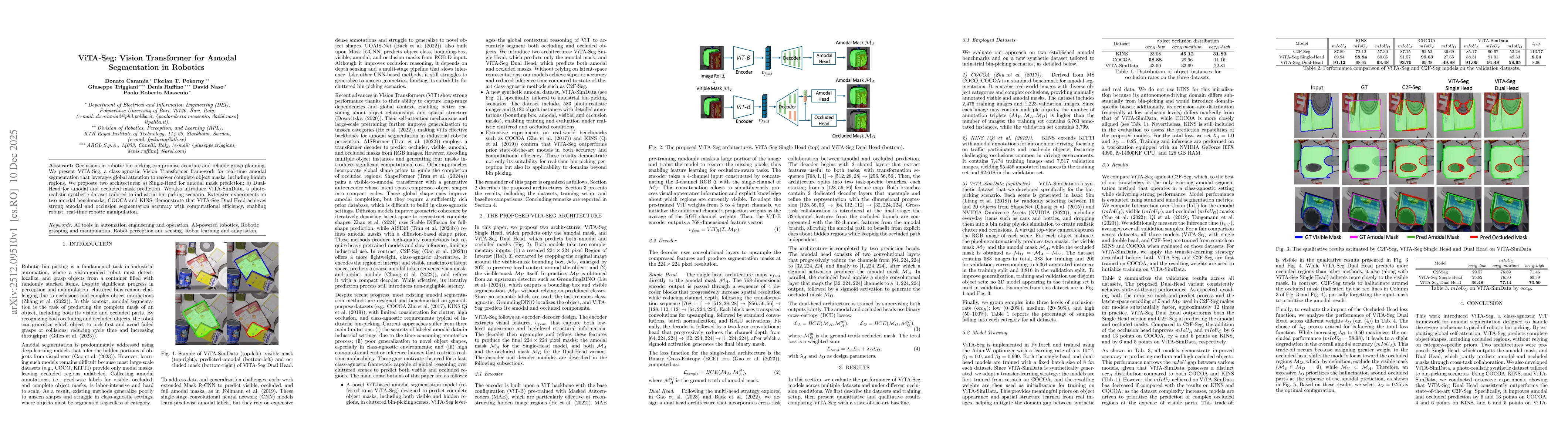 Thumbnail for ViTA-Seg: Vision Transformer for Amodal Segmentation in Robotics