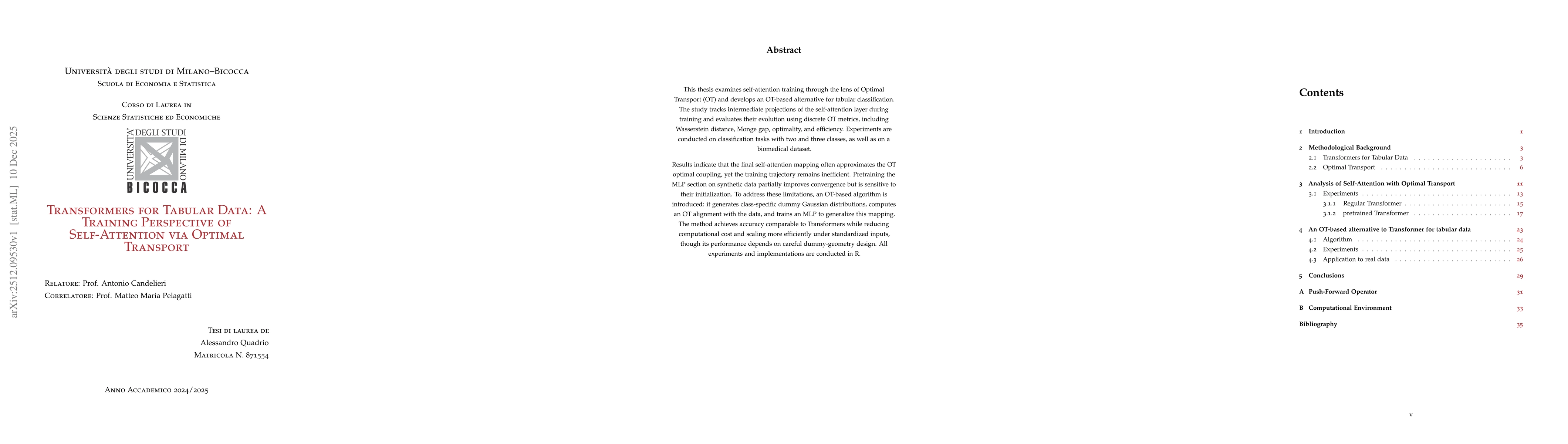 Thumbnail for Transformers for Tabular Data: A Training Perspective of Self-Attention via Optimal Transport