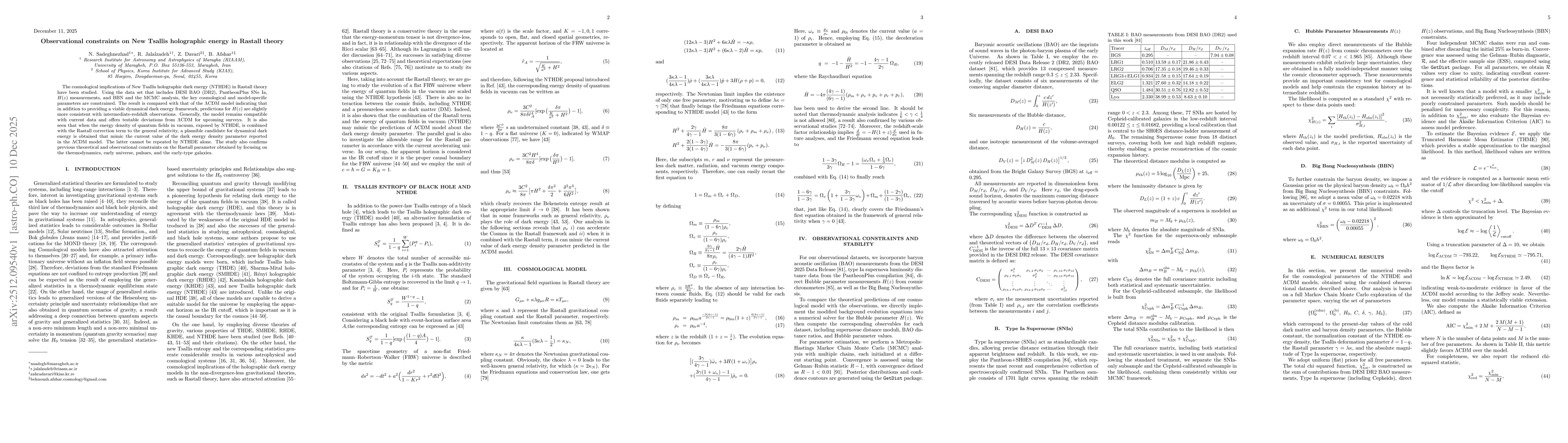 Thumbnail for Observational constraints on New Tsallis holographic energy in Rastall theory