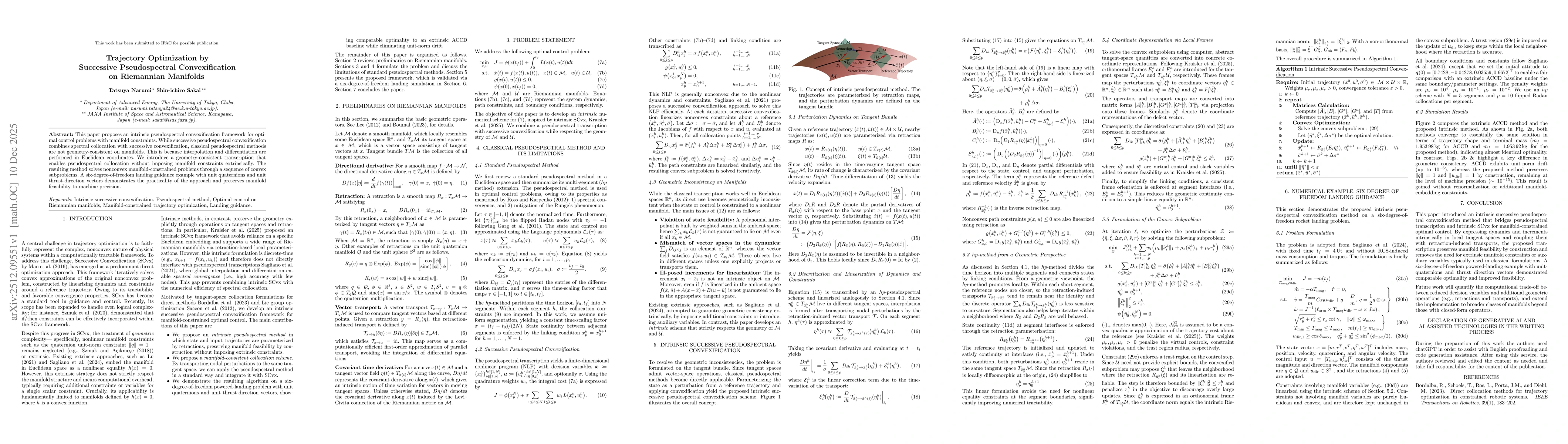 Thumbnail for Trajectory Optimization by Successive Pseudospectral Convexification on Riemannian Manifolds