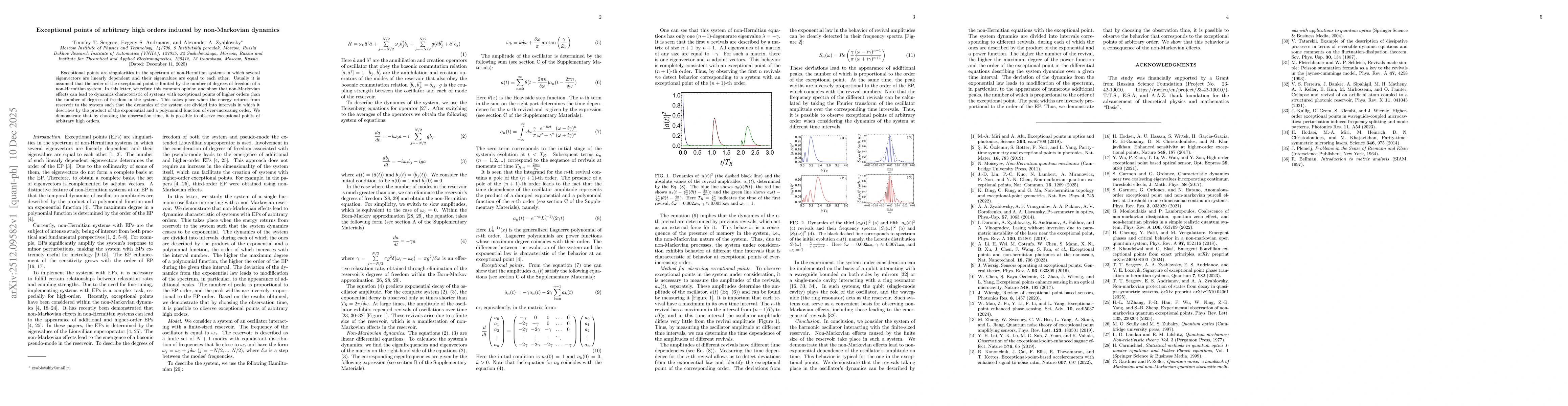 Thumbnail for Exceptional points of arbitrary high orders induced by non-Markovian dynamics
