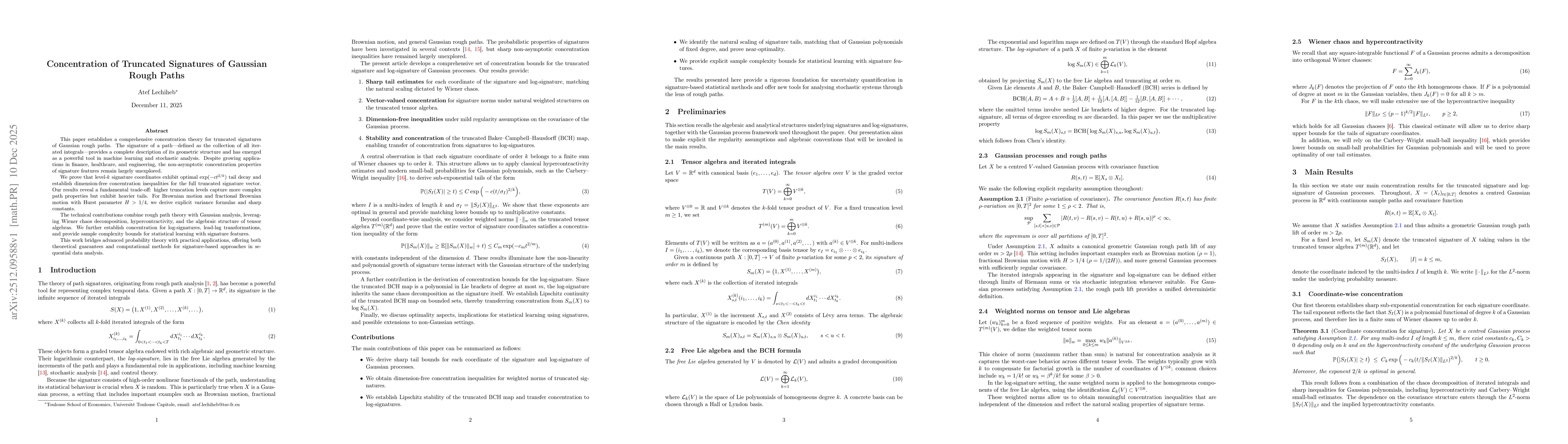 Thumbnail for Concentration of Truncated Signatures of Gaussian Rough Paths