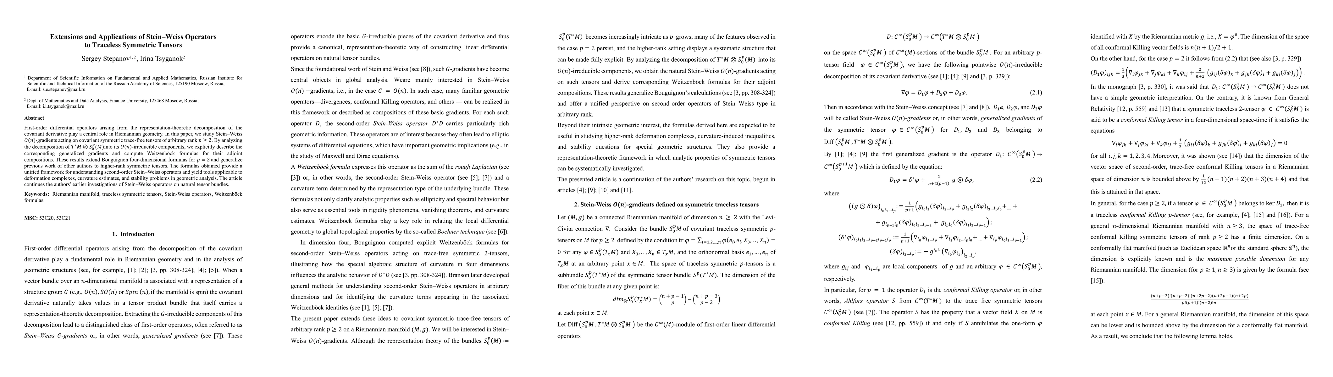 Thumbnail for Extensions and Applications of Stein-Weiss Operators to Traceless Symmetric Tensor