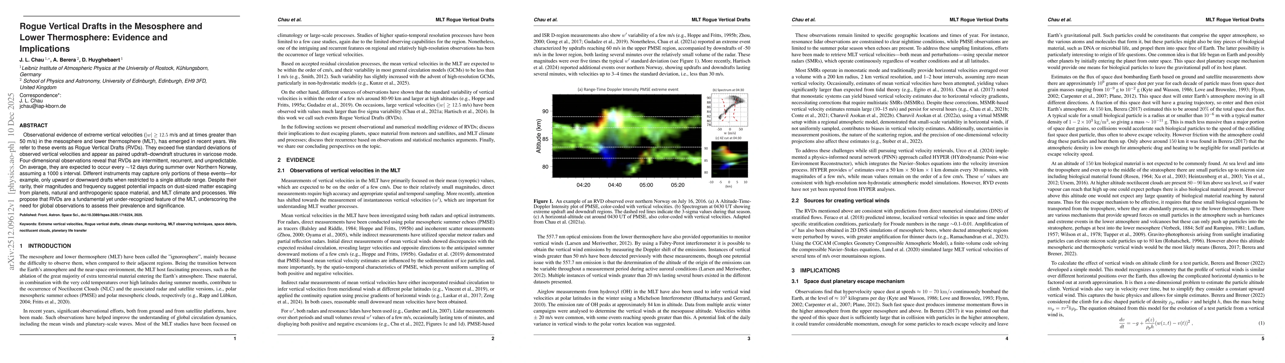 Thumbnail for Rogue Vertical Drafts in the Mesosphere and Lower Thermosphere: Evidence and Implications