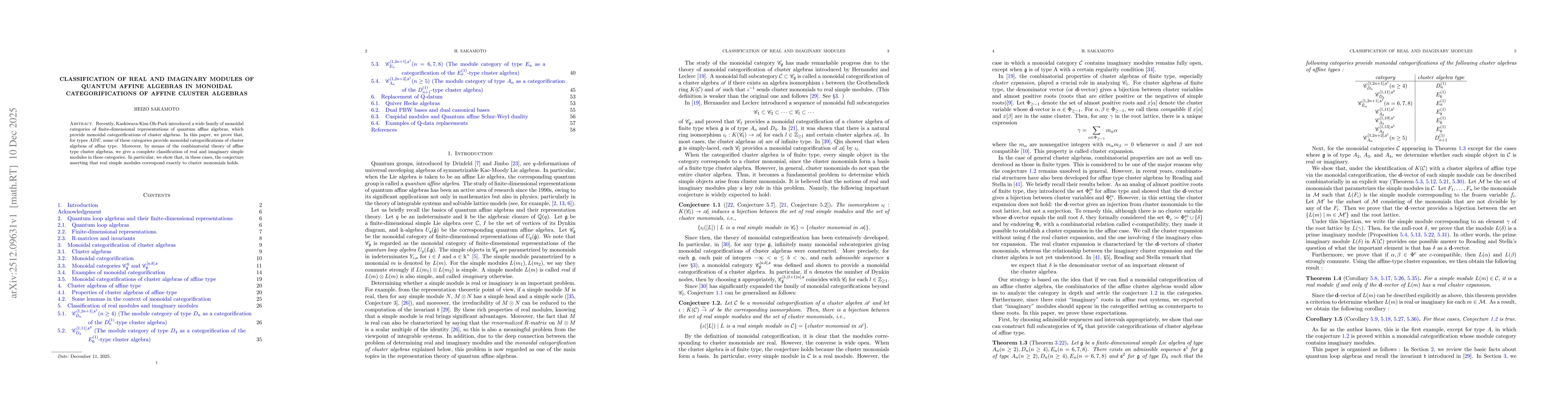Thumbnail for Classification of real and imaginary modules of quantum affine algebras in monoidal categorifications of affine cluster algebras
