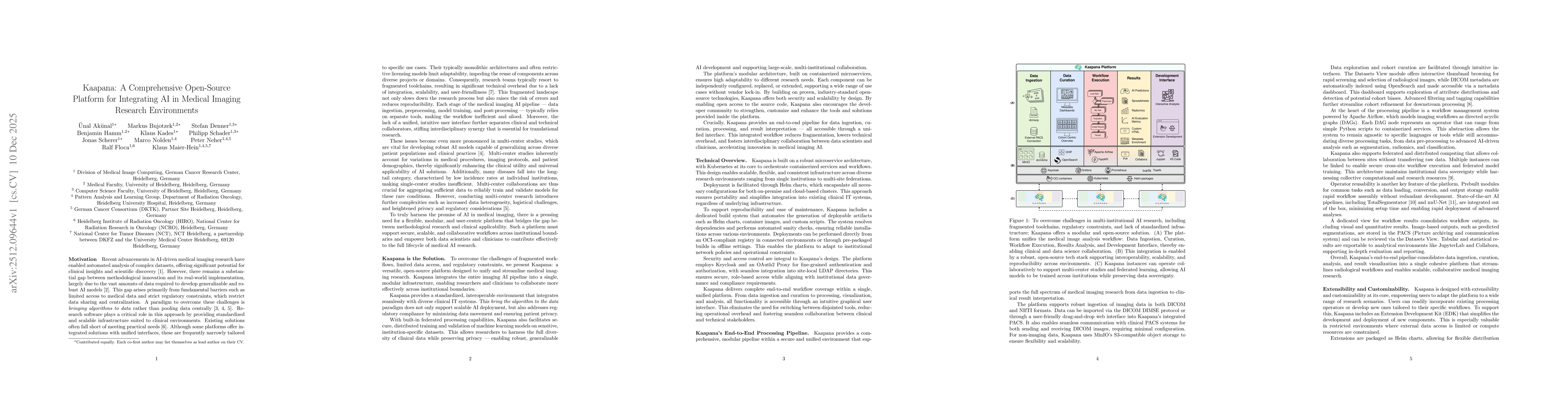 Thumbnail for Kaapana: A Comprehensive Open-Source Platform for Integrating AI in Medical Imaging Research Environments