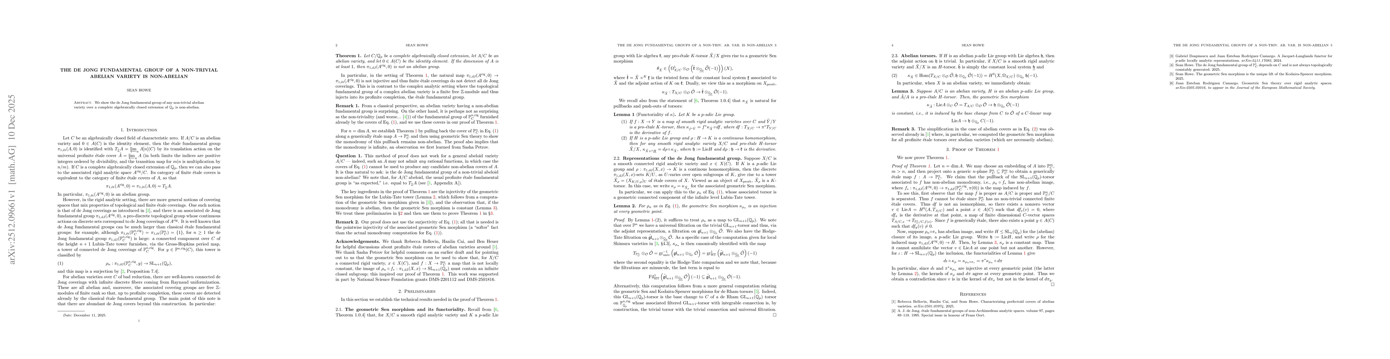 Thumbnail for The de Jong fundamental group of a non-trivial abelian variety is non-abelian