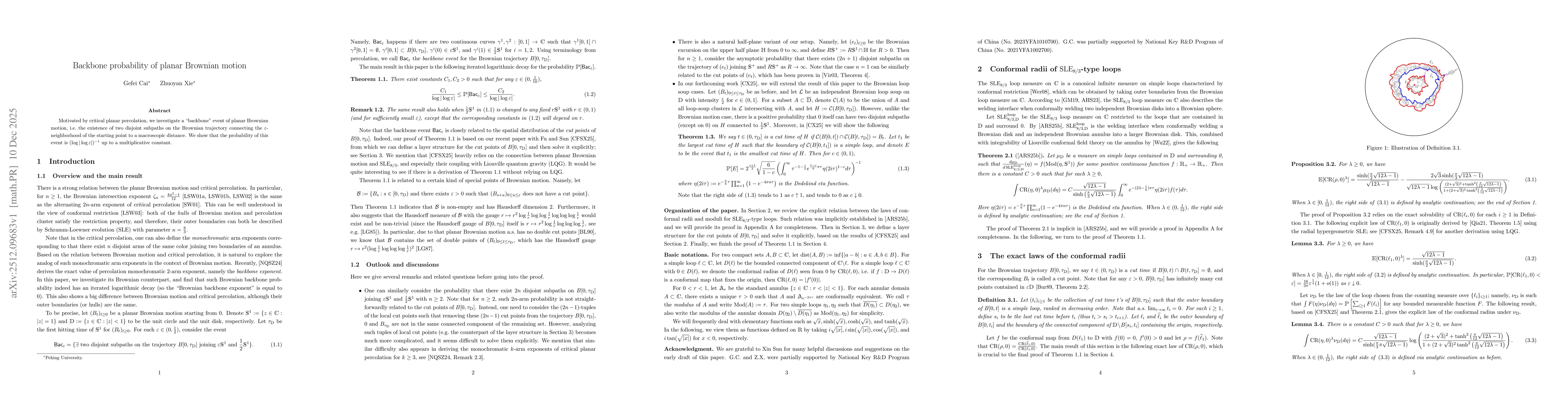Thumbnail for Backbone probability of planar Brownian motion