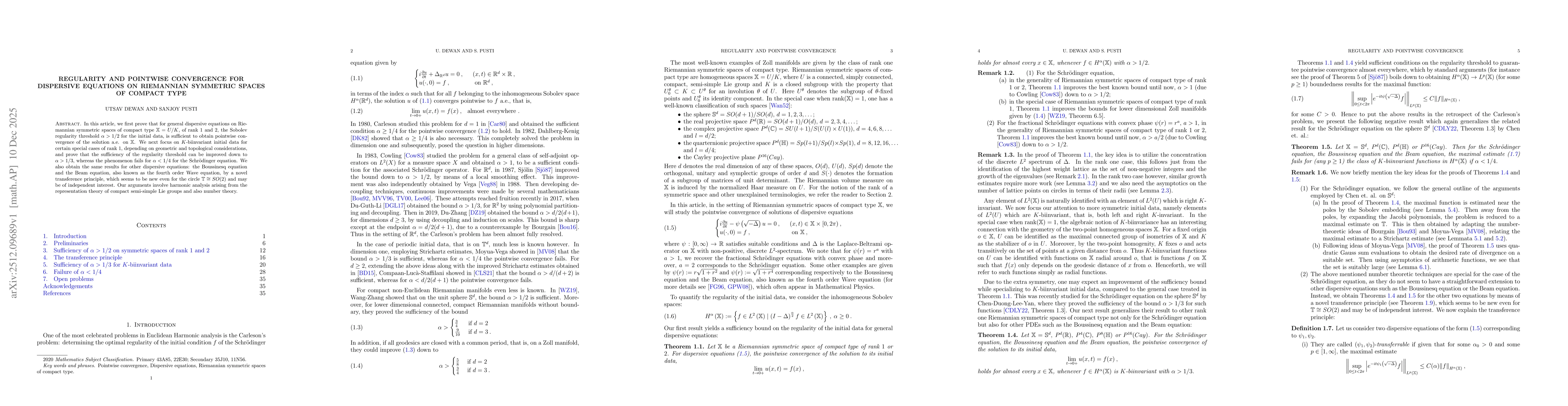 Thumbnail for Regularity and pointwise convergence for dispersive equations on Riemannian symmetric spaces of compact type