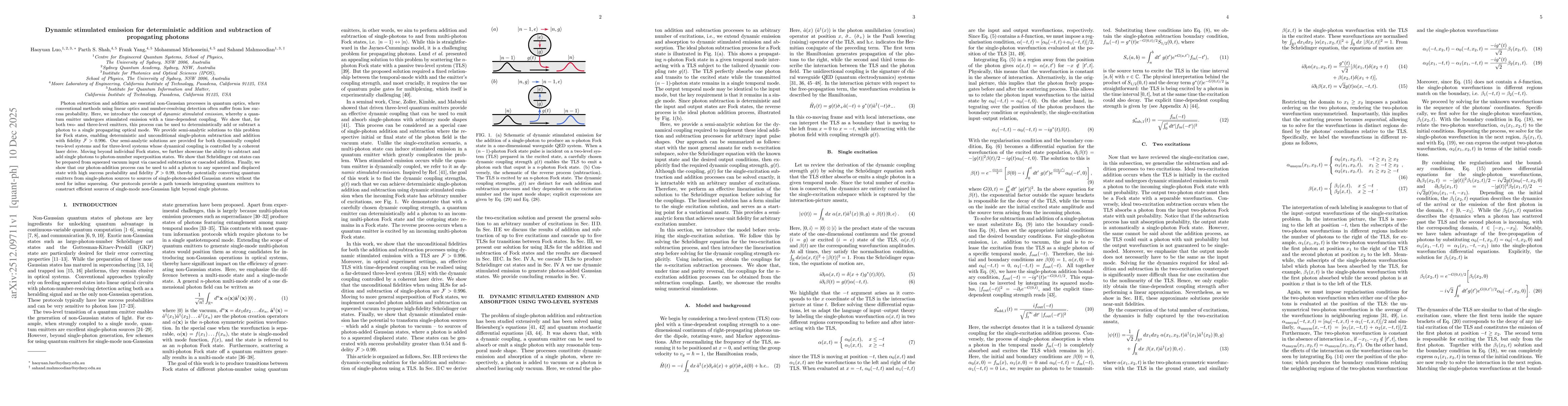 Thumbnail for Dynamic stimulated emission for deterministic addition and subtraction of propagating photons