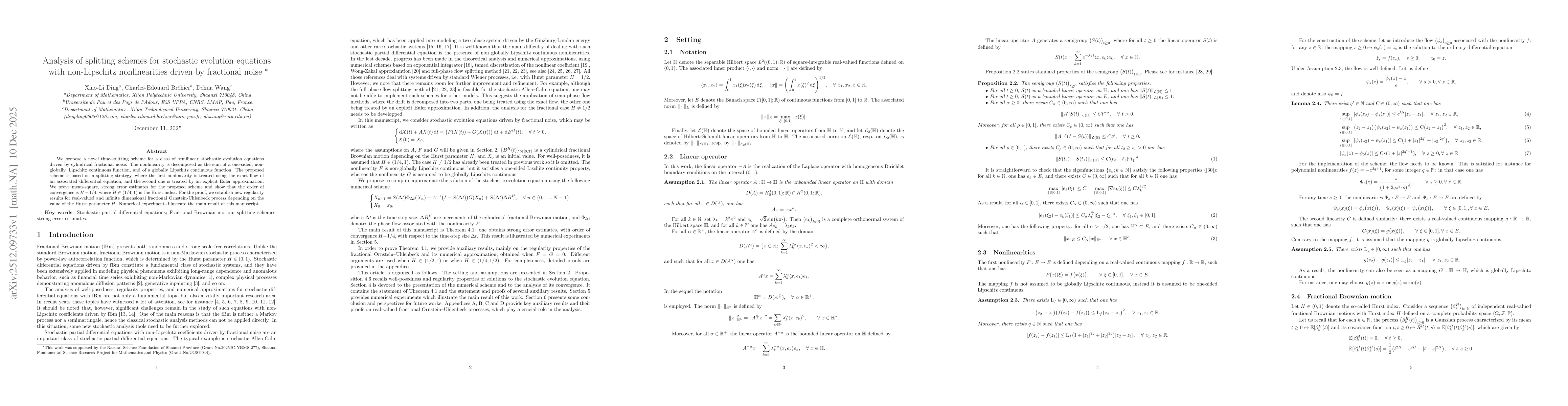 Thumbnail for Analysis of splitting schemes for stochastic evolution equations with non-Lipschitz nonlinearities driven by fractional noise