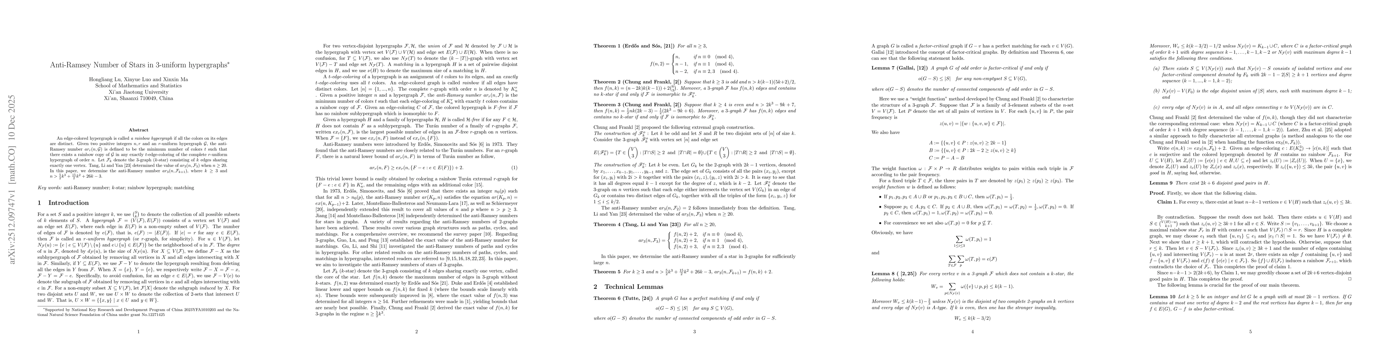 Thumbnail for Anti-Ramsey Number of Stars in 3-uniform hypergraphs