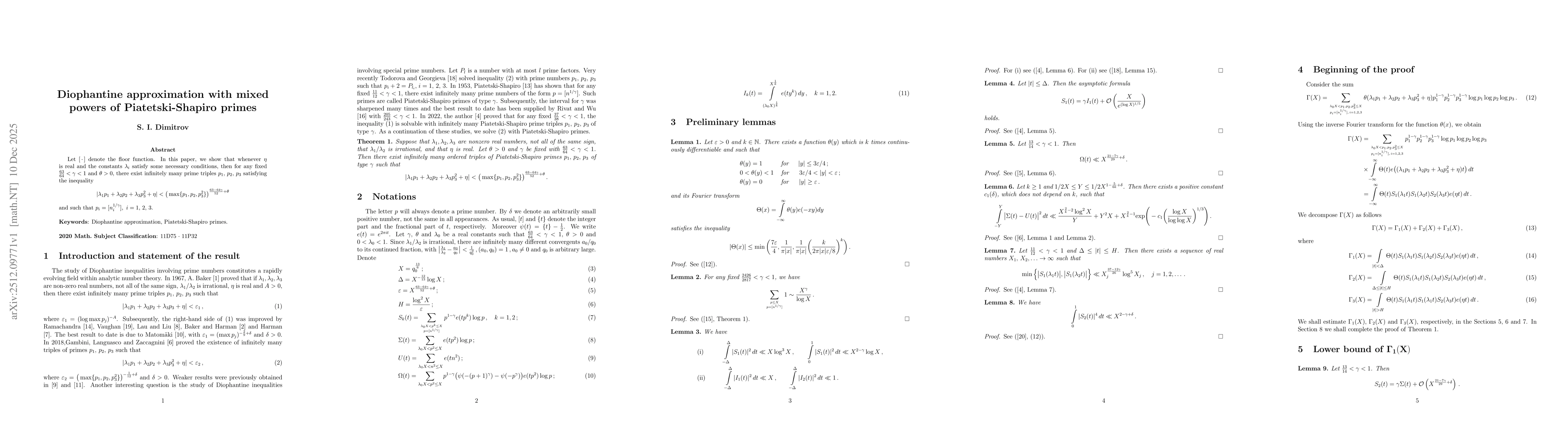 Thumbnail for Diophantine approximation with mixed powers of Piatetski-Shapiro primes