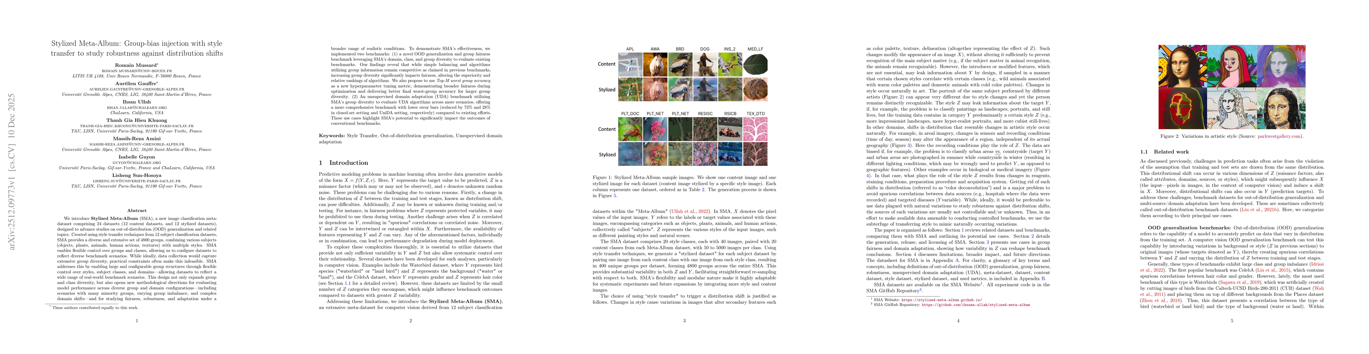 Thumbnail for Stylized Meta-Album: Group-bias injection with style transfer to study robustness against distribution shifts