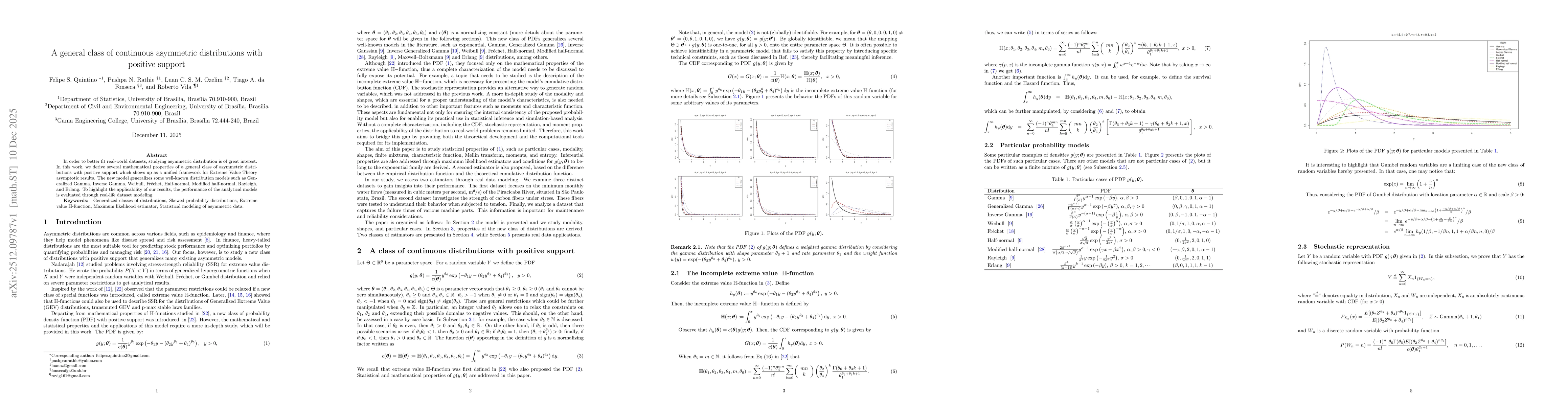 Thumbnail for A general class of continuous asymmetric distributions with positive support