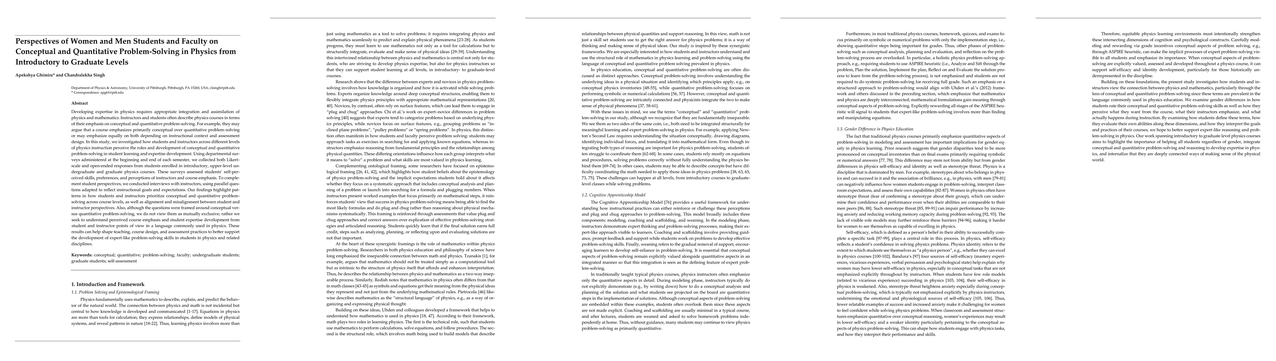 Thumbnail for Perspectives of Women and Men Students and Faculty on Conceptual and Quantitative Problem-Solving in Physics from Introductory to Graduate Levels