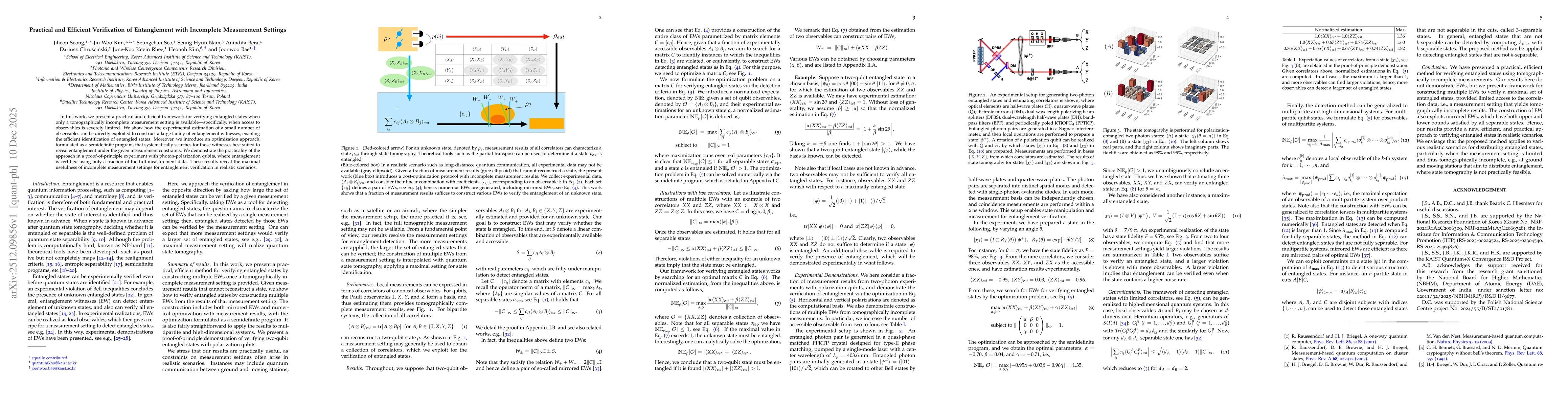 Thumbnail for Practical and Efficient Verification of Entanglement with Incomplete Measurement Settings