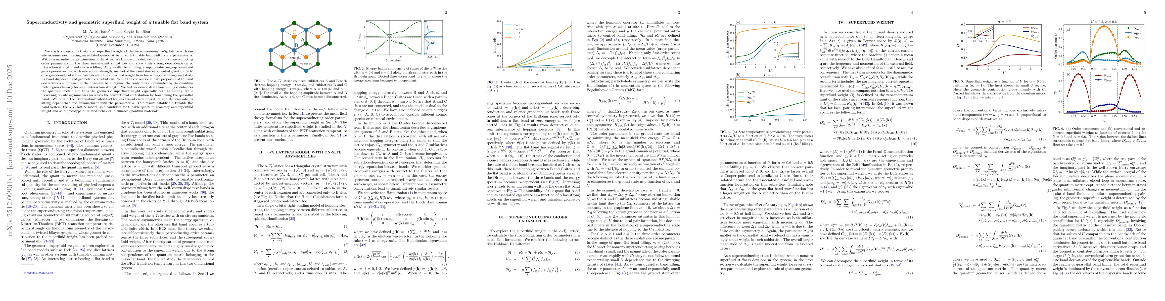Thumbnail for Superconductivity and geometric superfluid weight of a tunable flat band system