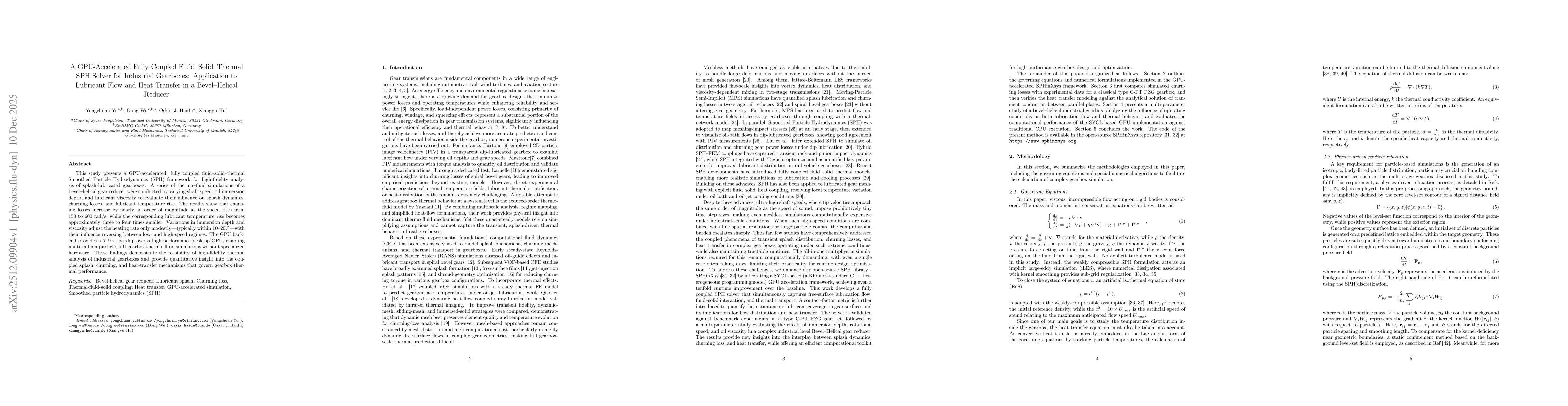 Thumbnail for A GPU-Accelerated Fully Coupled Fluid-Solid-Thermal SPH Solver for Industrial Gearboxes: Application to Lubricant Flow and Heat Transfer in a Bevel-Helical Reducer