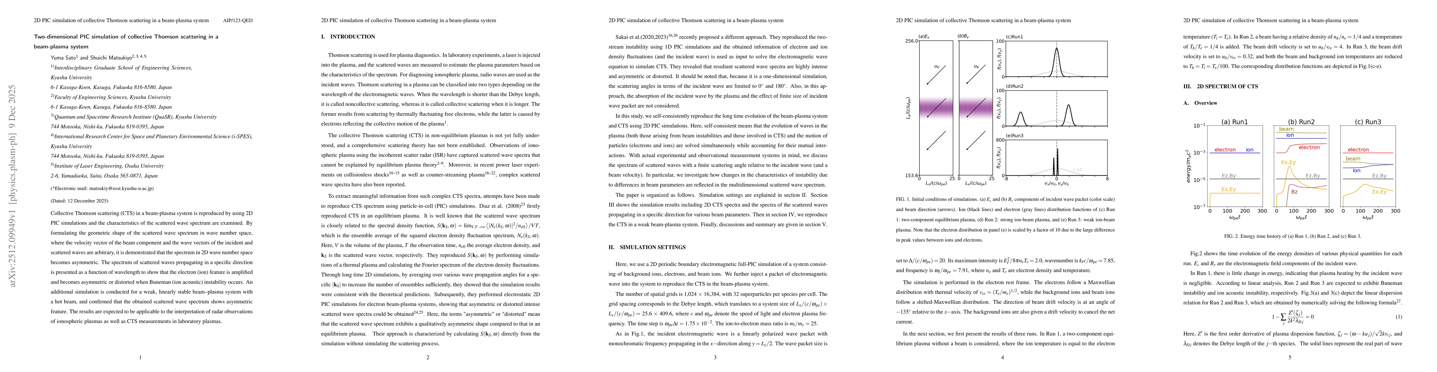 Thumbnail for Two-dimensional PIC simulation of collective Thomson scattering in a beam-plasma system